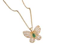 Hao Wu Xuan Necklace for women, cross-border supply from Europe and America, niche emerald fashion accessories, design sense, zircon butterf