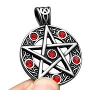 Hao Wu Xuan Necklace Retro Five-pointed Pendant 316L Stainless Steel Men Gem Chain Rock Punk Hip Hop for Male Jewelry Xmas Gift