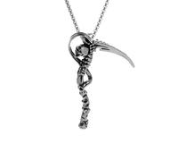 Hao Wu Xuan Necklace Retro Gothic Grim Reaper Scythe Pendant Hell Death Demon Skull Ghost Necklace for Men Biker Punk Rock Party Jewelry fashion