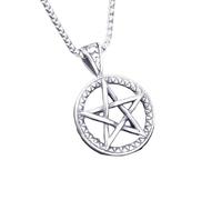 Hao Wu Xuan Necklace Retro Round Five-Pointed Star Pendant Necklace Men's Necklace Vintage Sliding Round Pendant Accessory Party Jewelry fashion