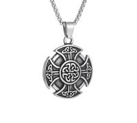 Hao Wu Xuan Necklace Vintage Viking Celtic Knot Cross Shield Pendant Necklace for Men Women Irish Trinity Amulet Jewelry fashion