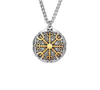 Hao Wu Xuan Never Fade Norse Compass Gold Color Necklace Men Vikings Runes Stainless Steel Trident Amulet Pendant Icelandic Jewelry