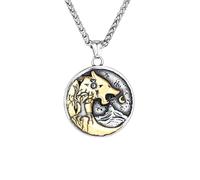 Hao Wu Xuan Never Fade Vikings Celtic Wolf Moon Necklaces Men Gold Color Stainless Steel Norse Runes Amulet Pendant Antique Jewelry
