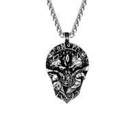 Hao Wu Xuan Norse Mythology Odin's Symbols Wolf Raven Necklaces Men Vintage Viking Runes Stainless Steel Celtic Crow Pendant Futhark Jewelry