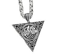Hao Wu Xuan Norse Mythology Triangle Totem Pendant Mens Necklace Vikings Runes Male Amulet Vintage Scandinavian Jewelry Gift