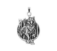 Hao Wu Xuan Odin Rune Vintage Viking Animal Wolf synthesis Men's Pendants European American Jewelry Pendant DIY Necklace Accessories