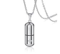 Hao Wu Xuan Open Pills Capsule Necklace Pendant for Women Men Stainless Steel Medicine Capsule Holder Jewelry