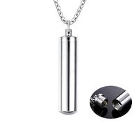 Hao Wu Xuan Openable Pill Case Ash Holder Cylinder Necklaces Pendants for Men Woman Silver Color Stainless Steel Unisex Accessories