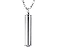 Hao Wu Xuan Openable Pill Case Ash Holder Cylinder Necklaces Pendants for Men Woman Silver Color Stainless Steel Unisex Accessories