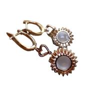 Hao Wu Xuan Original diamond-studded love natural chalcedony egg round earrings elegant charm creative retro female silver jewelry