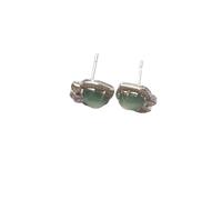 Hao Wu Xuan Original silver inlaid natural high ice chalcedony heart-shaped earrings elegant charm creative retro female jewelry