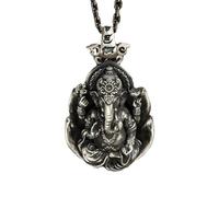 Hao Wu Xuan Original Thai silver charm elephant Buddha statue necklace domineering retro ethnic style pendant banquet jewelry