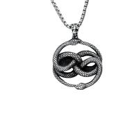 Hao Wu Xuan Ouroboros Snakes Pendant Men Necklace 316L Stainless Steel Python Chain Rap Rock Punk Party for Friend Male Jewelry Best Gift