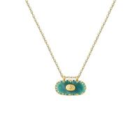Hao Wu Xuan Oval Natural Stone Resin Pendant Necklace Vintage StainlessClavicular Chain Europe America Jewelry for Women