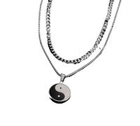 Hao Wu Xuan Patterned Necklace for Men Boys, Waterproof Round Pendant Necklace,Bagua Taoist Jewelry Gift