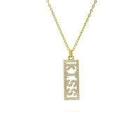 Hao Wu Xuan Paved KISS Hollow Charms for Necklace Bracelets Earrings Gold Rectangular Pendant DIY Jewelry Accessories Lover Gifts