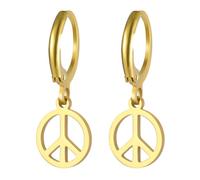 Hao Wu Xuan Peace Sign Pendant Stainless Steel Earrings for Women Girl Anti War Symbol Stainless Steel Jewelry Gift