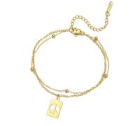 Hao Wu Xuan Peace Symbol Pendant Double-layer Chain Bracelet for Women Men Anti-war Stainless Steel Jewelry Friend Gift