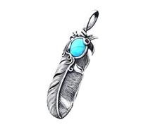 Hao Wu Xuan Pendant Necklace Japan Popular Feather Pendant With Natural Oval Opal Green Stone