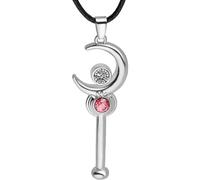 Hao Wu Xuan Personalized, Cute and Trendy European and American Moon Staff Pendant Necklace Anime Same Style Jewelry Women's Jewelry Gift