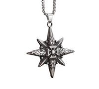 Hao Wu Xuan Personalized Trendy Cross Not fading Steel Men's Necklace European and American Fashion Creative Eight-Pointed Star Pendant