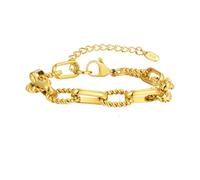 Hao Wu Xuan Prjewel Stainless Steel Handmade Chain Bracelets Gold Color Thick Oval Twist Bracelet For Women Trendy Jewelry