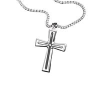 Hao Wu Xuan Punk Cross Necklace for Men Boys,Waterproof Pendant Necklace,Trendy Faith Prayer Jewelry Gifts