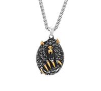Hao Wu Xuan Punk Men Celtic Wolf Head Necklaces Never Fade Gold Color Stainless Steel Norse Wolf Claw Pendant Amulet Icelandic Jewelry Gifts