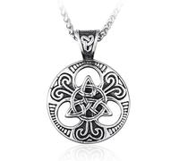 Hao Wu Xuan Punk Viking Celtic Knot Trinity Symbol Necklace Men Stainless Steel Norse Runes Pendant Charm Amulet Jewelry Male Gifts