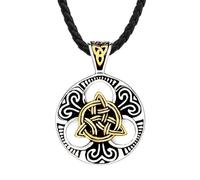 Hao Wu Xuan Punk Viking Celtic Knot Trinity Symbol Necklace Men Stainless Steel Norse Runes Pendant Charm Amulet Jewelry Male Gifts