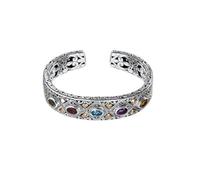 Hao Wu Xuan r Luxury Inlaid Colored Gemstone Bracelet Fashionable Wedding Fine Couple Bangles Jewelry Gift for Girlfriend