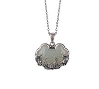 Hao Wu Xuan r Natural an Jade fish-shaped Lotus flower necklace Retro Chinese style Ruyi Pendant clavicle chain jewelry