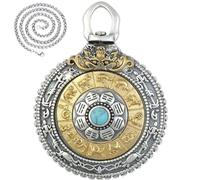 Hao Wu Xuan r Vintage Pendant Manjusri Nine Palaces Eight Diagrams Rotating turquoise Necklace Ethnic Style Banquet Jewelry Gift