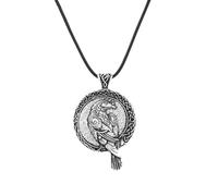 Hao Wu Xuan Raven Pendant Necklace Celtic Leather Cord Vintage Cosplay Game Odin Crow Bird Necklace For Women Men Jewelry