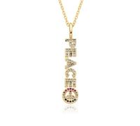 Hao Wu Xuan Rectangle Alphabet LUCKY LOVE Charms English Letter Zircon Necklace for Women Choker Pendant Jewelry Making DIY Accessories