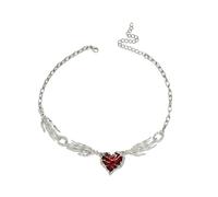 Hao Wu Xuan Red Heart Patchwork Star Tassel Necklaces Women Premium Sense Sweet Cool Light Luxury Hundred Necklace Party Jewelry Gifts