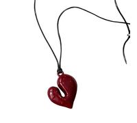 Hao Wu Xuan Red Heart Pendant Necklace vintage 80s Aesthetic Love inspired choker Fashion Romantic Heart Necklace For Women