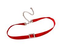 Hao Wu Xuan Red Velvet Choker Necklaces for Women Crystal Square Triangle Round Geometry Necklace Wedding Party Jewelry Gifts