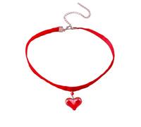 Hao Wu Xuan Red Velvet Choker Necklaces for Women Heart Necklace Wedding Party Jewelry Romantic Valentine's Day Gifts
