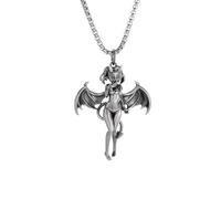 Hao Wu Xuan Retro Fashion Batgirl Pendant Necklace for Men and Women Punk Hip Hop Rock Colorful Cosplay Party Jewelry Gift