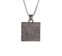 Hao Wu Xuan Retro Fashion Gothic God Eye Square Pendant Necklace Men's Lucky Amulet Jewelry