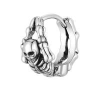 Hao Wu Xuan Retro Gothic Skull Earrings Stainless Steel Punk Skeleton Skull Head Hoop Earrings for Man Vintage Jewelry