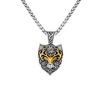 Hao Wu Xuan Retro Norse Reindeer Necklaces Men Viking Runes Mix Gold Color Stainless Steel Charm Pendant Lucky Talisman Lover Jewelry Gifts