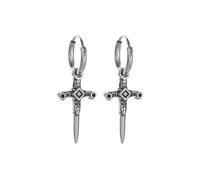 Hao Wu Xuan Retro Popular Hip Hop Rock Zircon Cross Sword Earrings Men Women Hypoallergenic Earrings Punk Street Party Jewelry