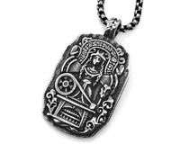 Hao Wu Xuan Retro Priestess Necklaces Men Women Double-sided Norse Goddess Freya Stainless Steel Pendant Talisman Viking Jewelry