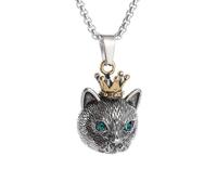 Hao Wu Xuan Retro Punk Crown Cat Queen Pendant Necklace for Men and Women Personalized Cool Hip Hop Rock Party Sweater Chain Accessories