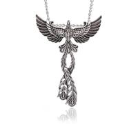 Hao Wu Xuan Retro Punk Sacred Phoenix Bird Pendant Angel Wings Necklace for Men and Women Fashion Casual Accessories