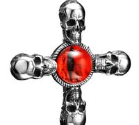 Hao Wu Xuan Retro Skull Cross Men Necklace 316L Stainless Steel Devil Eye Pendants Chain Rock Punk Rap for Male Jewelry
