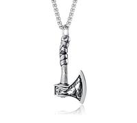 Hao Wu Xuan Retro Viking Wolf and Odin Crow Axe Pendant Boutique Stainless Steel Nordic Necklace for Birthday Gift Popular Jewelry