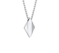 Hao Wu Xuan Rhombus Man Necklace Stainless Steel Jewelry Pendant With Adjustable Box Chain Collar Father Boyfriend Valentine's Day Gift